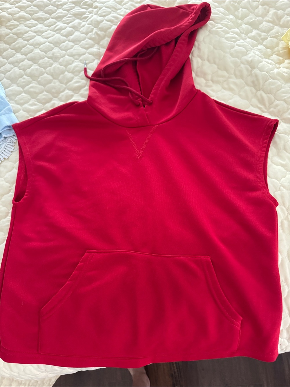 Sleeveless Red Hoodie Tank Top